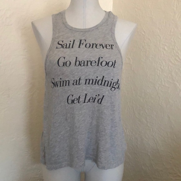 Wildfox Sail Swim Barefoot Get Lei’d Gray Black Trapeze Tank Top - Picture 1 of 9